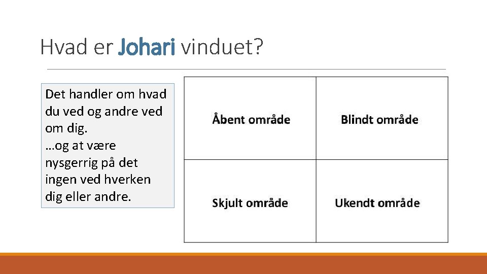 Hvad er Johari vinduet? Det handler om hvad du ved og andre ved om