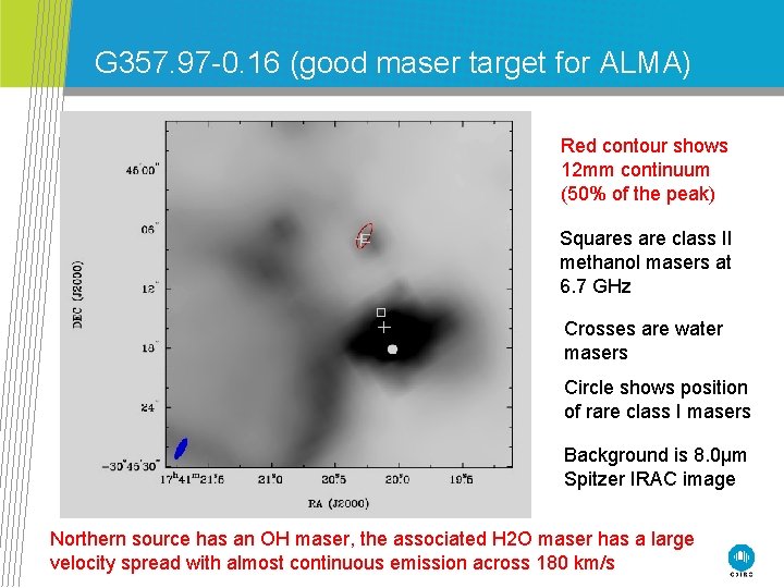 G 357. 97 -0. 16 (good maser target for ALMA) Red contour shows 12