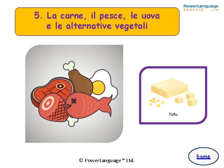 5. La carne, il pesce, le uova e le alternative vegetali © Power. Language™ 5. La carne, il pesce, le uova e le alternative vegetali © Power. Language™