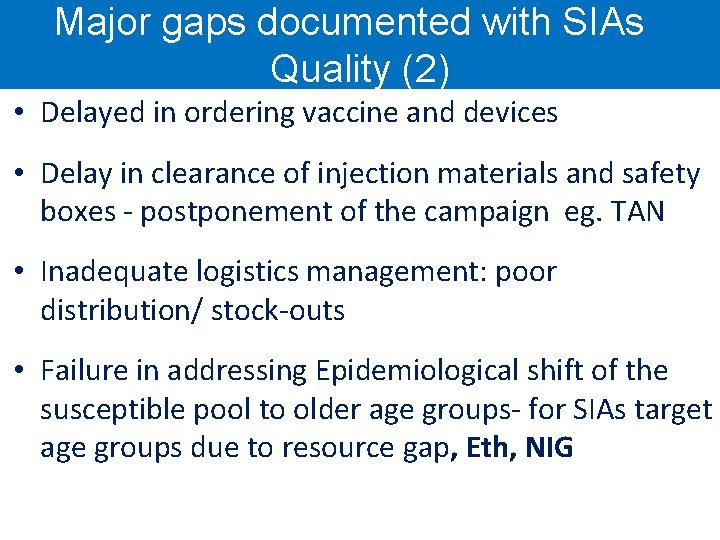 Measles MR Supplemental Immunisation Activities Quality 5 th