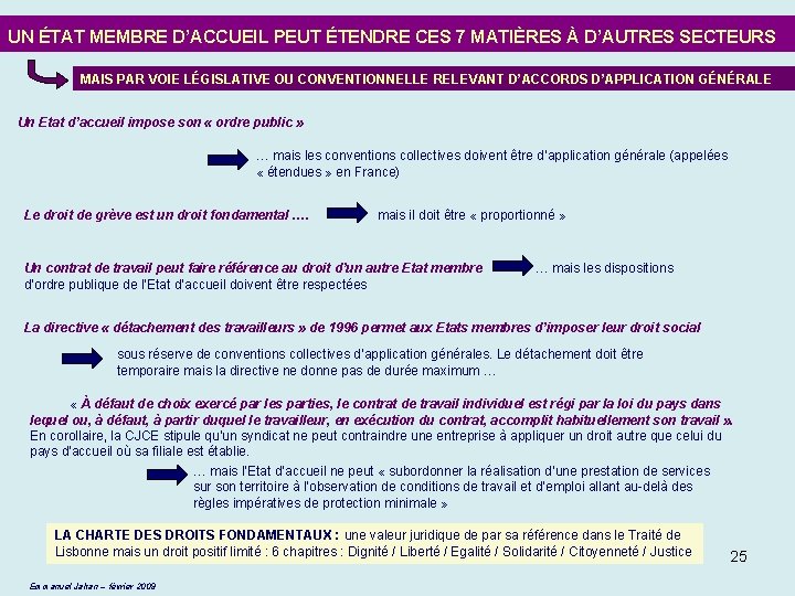 UN ÉTAT MEMBRE D’ACCUEIL PEUT ÉTENDRE CES 7 MATIÈRES À D’AUTRES SECTEURS MAIS PAR