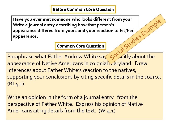 Before Common Core Question Have you ever met someone who looks different from you?