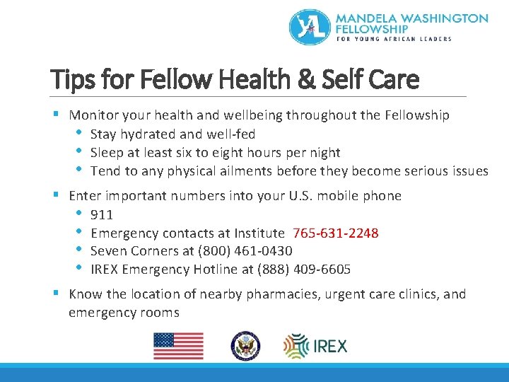Tips for Fellow Health & Self Care § Monitor your health and wellbeing throughout