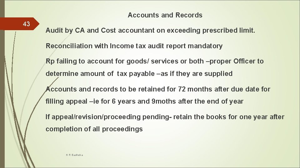 Accounts and Records 43 Audit by CA and Cost accountant on exceeding prescribed limit.