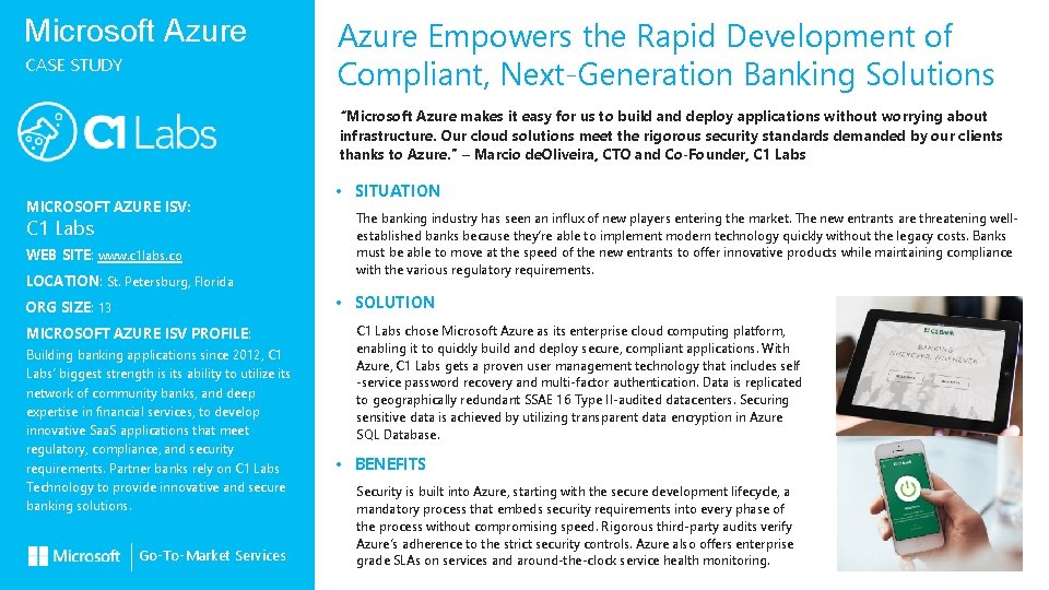 Microsoft Azure CASE STUDY Azure Empowers the Rapid Development of Compliant, Next-Generation Banking Solutions