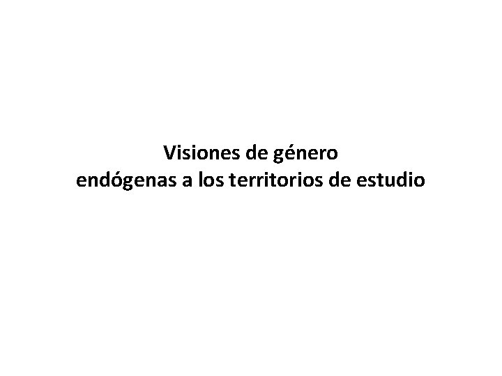 Visiones de género endógenas a los territorios de estudio 