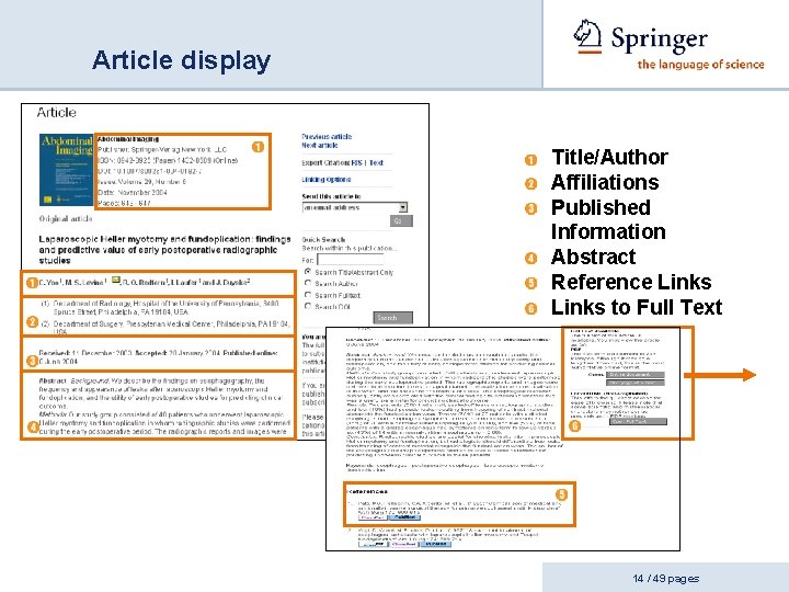 Article display Title/Author Affiliations Published Information Abstract Reference Links to Full Text 14 /