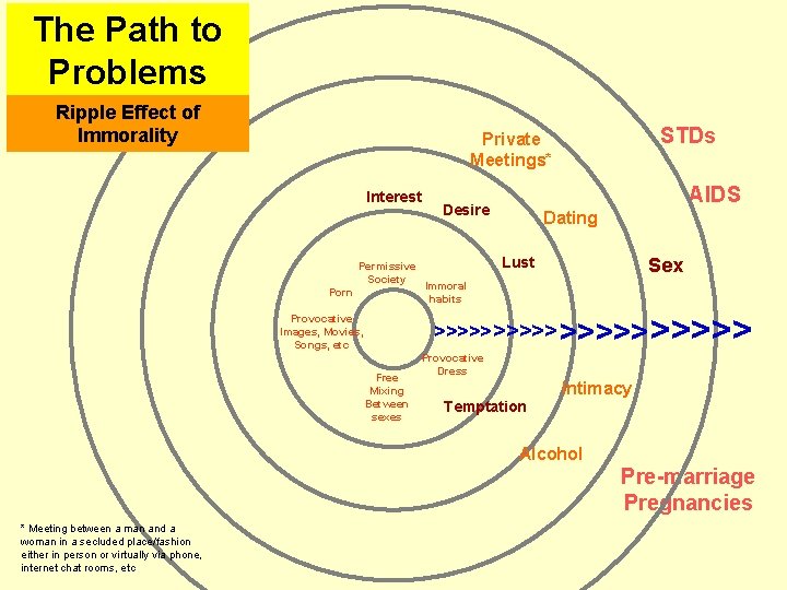 The Path to 19 Problems Ripple Effect of Immorality STDs Private Meetings* Interest Permissive