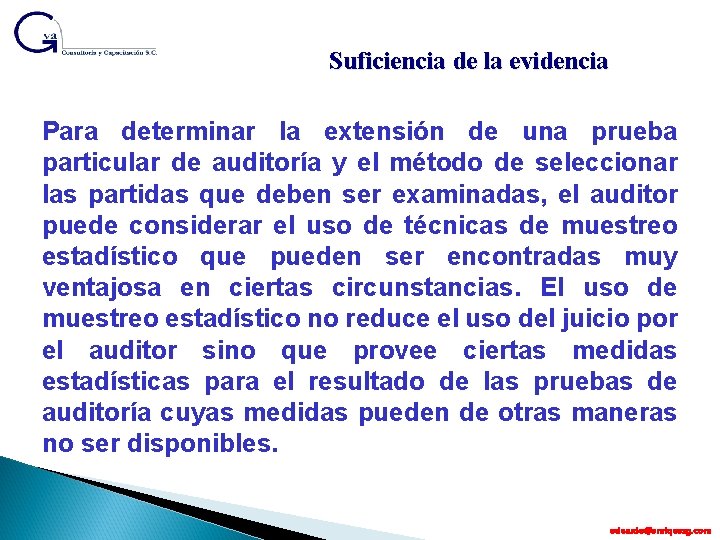 Suficiencia de la evidencia Para determinar la extensión de una prueba particular de auditoría