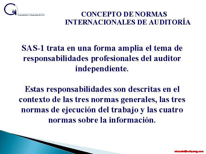 CONCEPTO DE NORMAS INTERNACIONALES DE AUDITORÍA SAS-1 trata en una forma amplia el tema