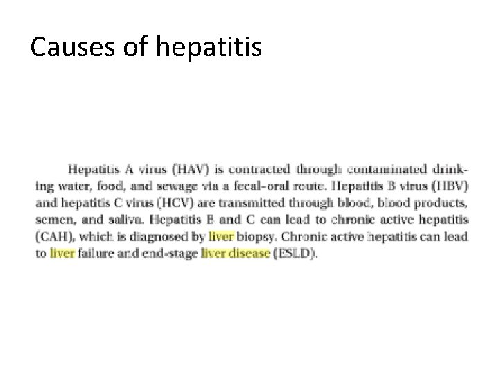 Causes of hepatitis 