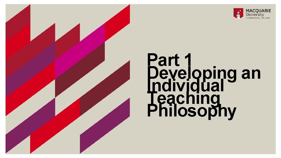Part 1 Developing an Individual Teaching Philosophy 