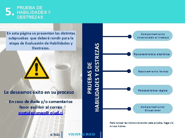 En esta página se presentan las distintas subpruebas que deberá rendir para la etapa En esta página se presentan las distintas subpruebas que deberá rendir para la etapa
