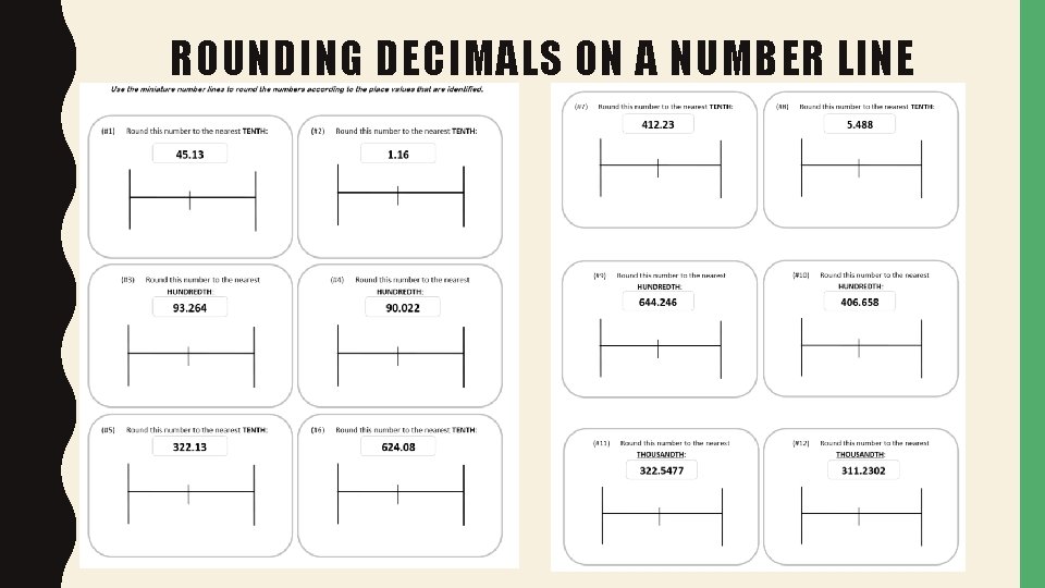 ROUNDING DECIMALS ON A NUMBER LINE 