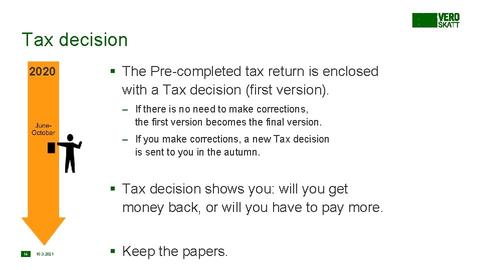 Tax decision 2020 § The Pre-completed tax return is enclosed with a Tax decision