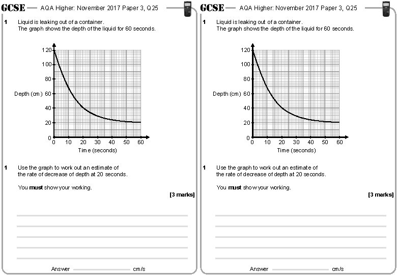 AQA Higher: November 2017 Paper 3, Q 25 1 Liquid is leaking out of