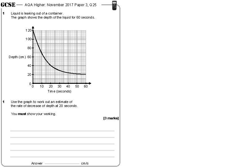 AQA Higher: November 2017 Paper 3, Q 25 1 Liquid is leaking out of