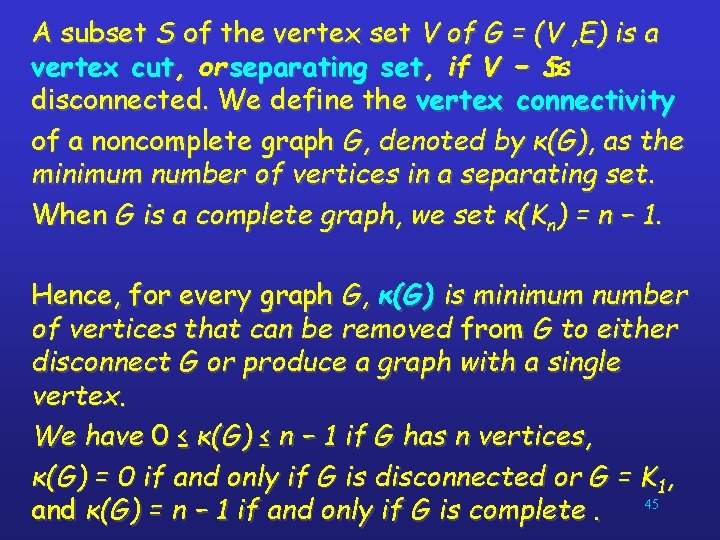 A subset S of the vertex set V of G = (V , E)