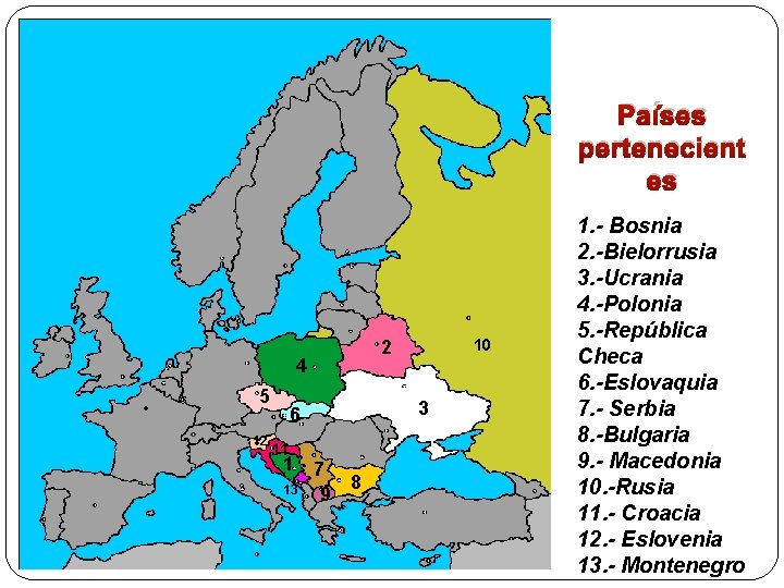 Países pertenecient es 4 5 12 3 6 11 1 13 10 2 7