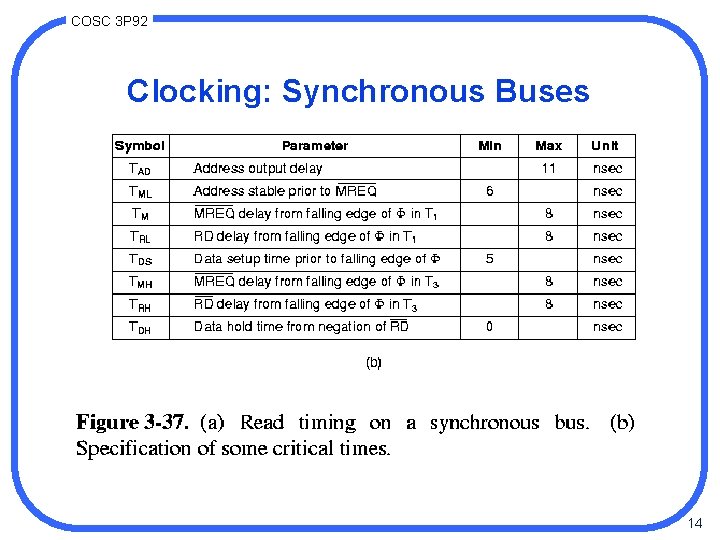 COSC 3 P 92 Clocking: Synchronous Buses 14 