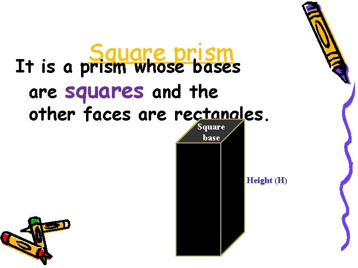 Square prism whose bases It is a are squares and the other faces are