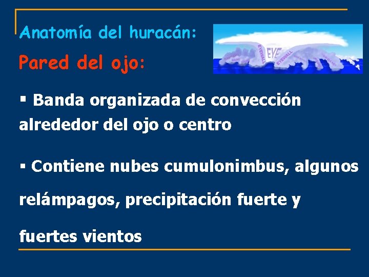 Anatomía del huracán: Pared del ojo: § Banda organizada de convección alrededor del ojo