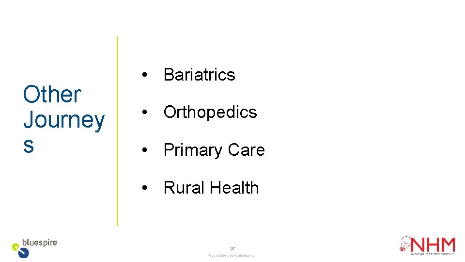 Other Journey s • Bariatrics • Orthopedics • Primary Care • Rural Health 37