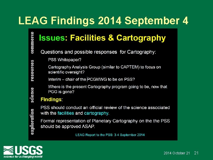 LEAG Findings 2014 September 4 2014 October 21 LEAG Findings 2014 September 4 2014 October 21