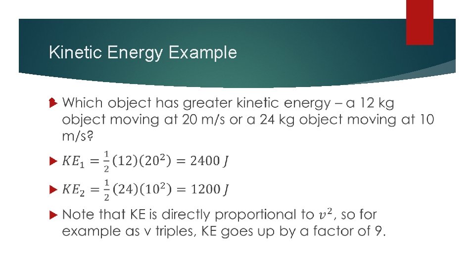 Kinetic Energy Example 