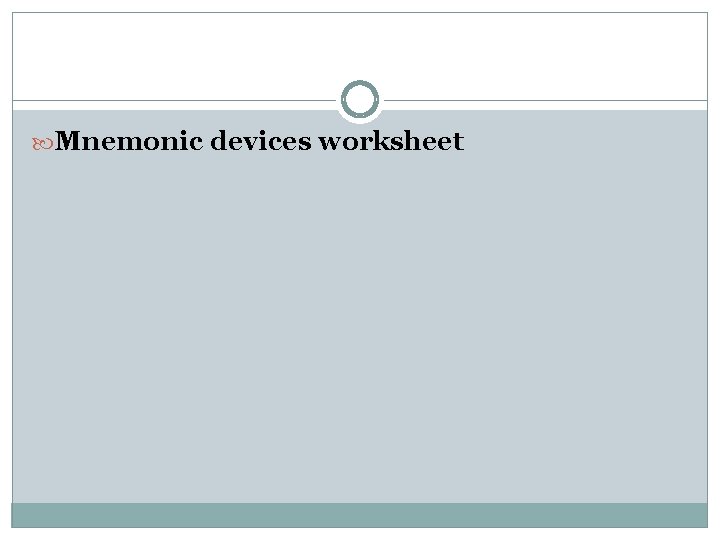  Mnemonic devices worksheet 