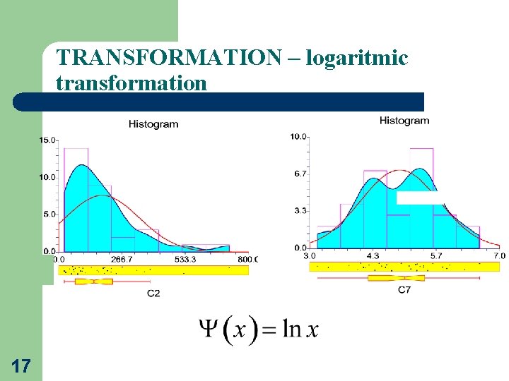 TRANSFORMATION – logaritmic transformation 17 