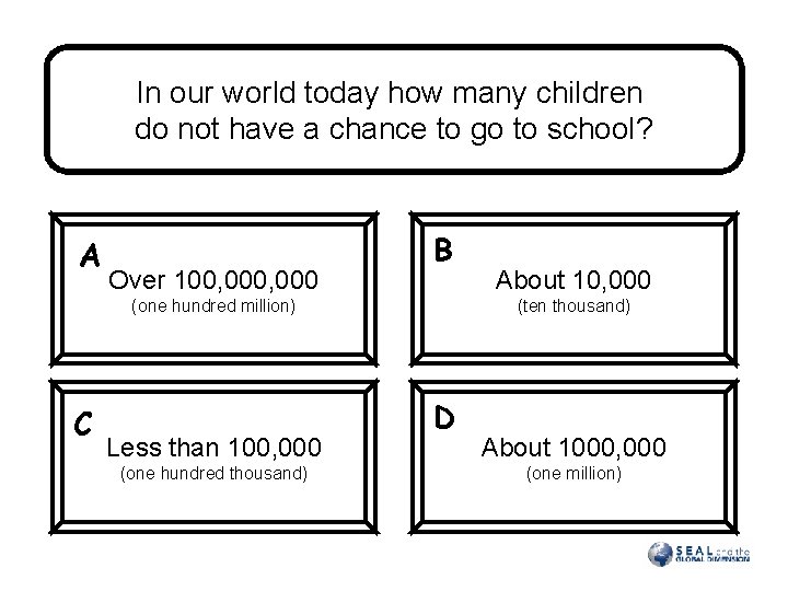 In our world today how many children do not have a chance to go