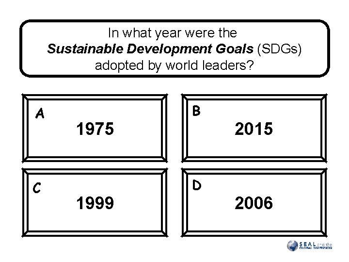 In what year were the Sustainable Development Goals (SDGs) adopted by world leaders? A