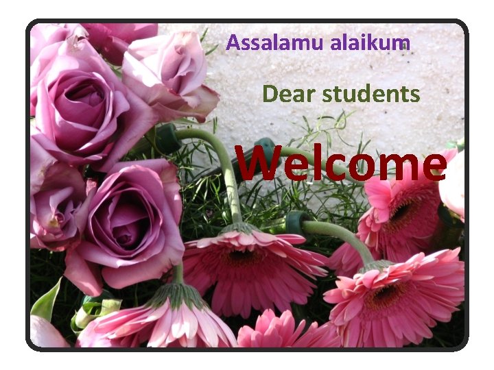 Assalamu alaikum Dear students Welcome 