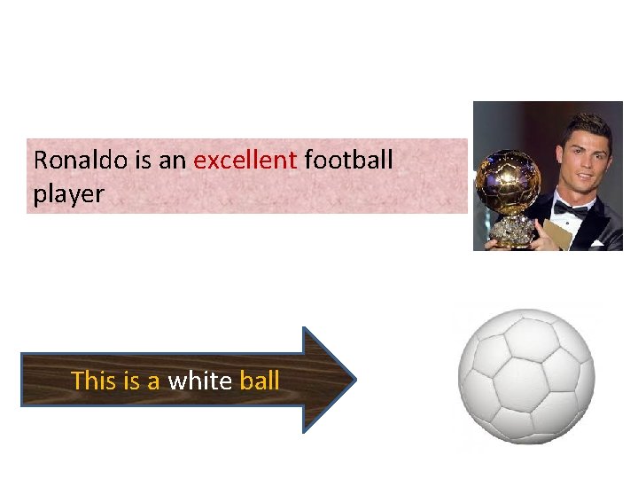 Ronaldo is an excellent football player This is a white ball 