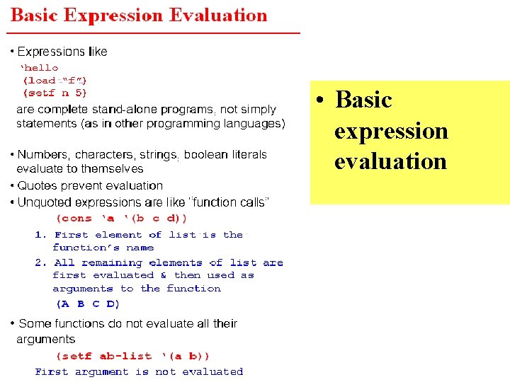  • Basic expression evaluation 