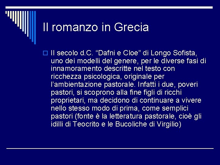 Il romanzo in Grecia o II secolo d. C. “Dafni e Cloe” di Longo