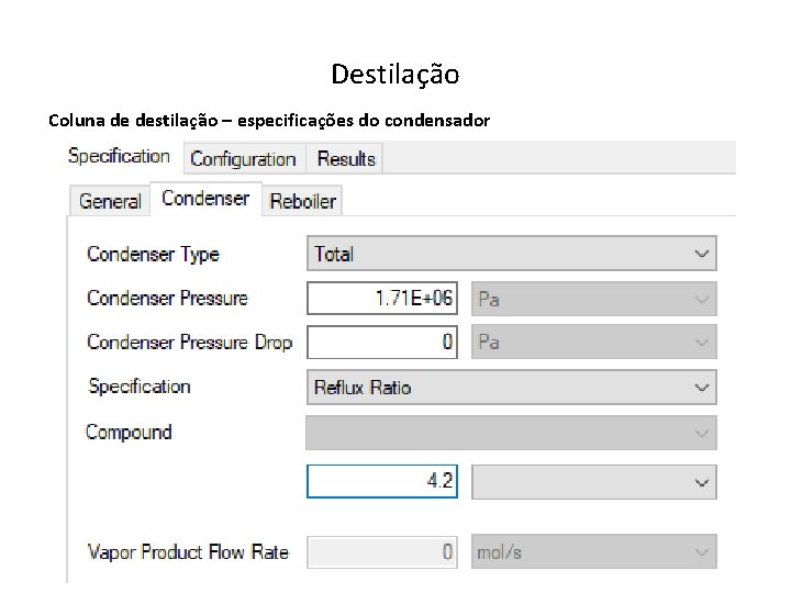Destilação Coluna de destilação – especificações do condensador Destilação Coluna de destilação – especificações do condensador