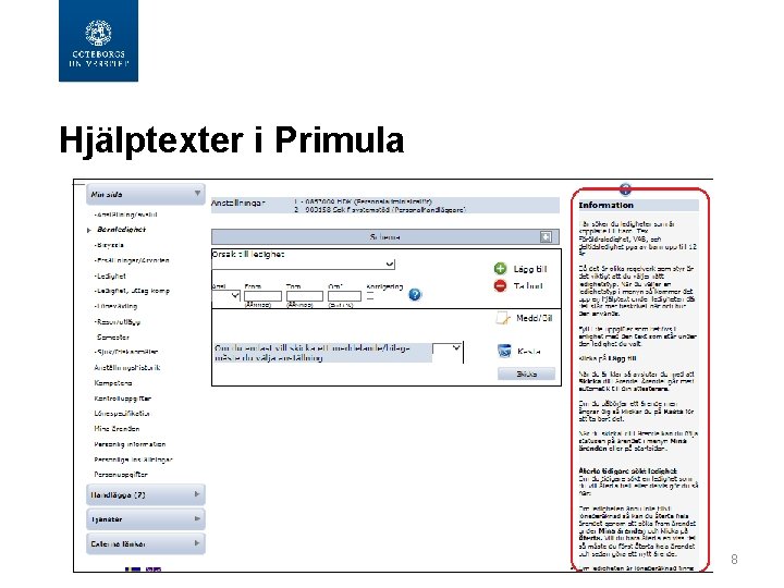  Hjälptexter i Primula 8 