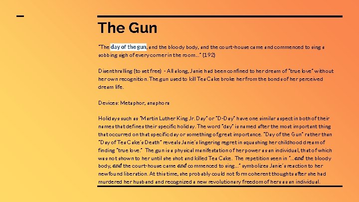 The Gun “The day of the gun, and the bloody body, and the court-house