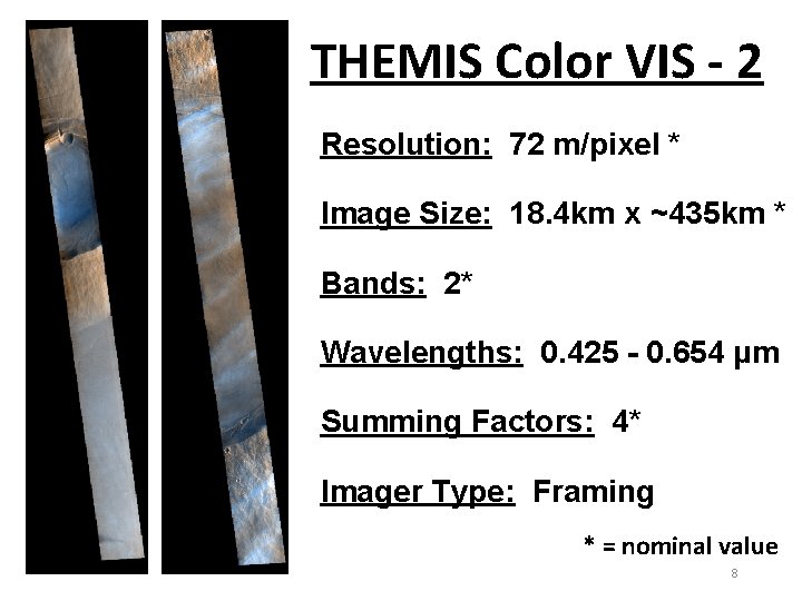 THEMIS Color VIS - 2 Resolution: 72 m/pixel * Image Size: 18. 4 km