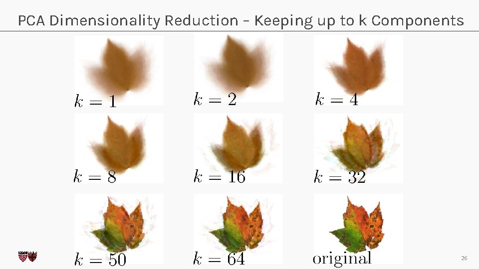PCA Dimensionality Reduction – Keeping up to k Components CS 109 A, PROTOPAPAS, RADER,