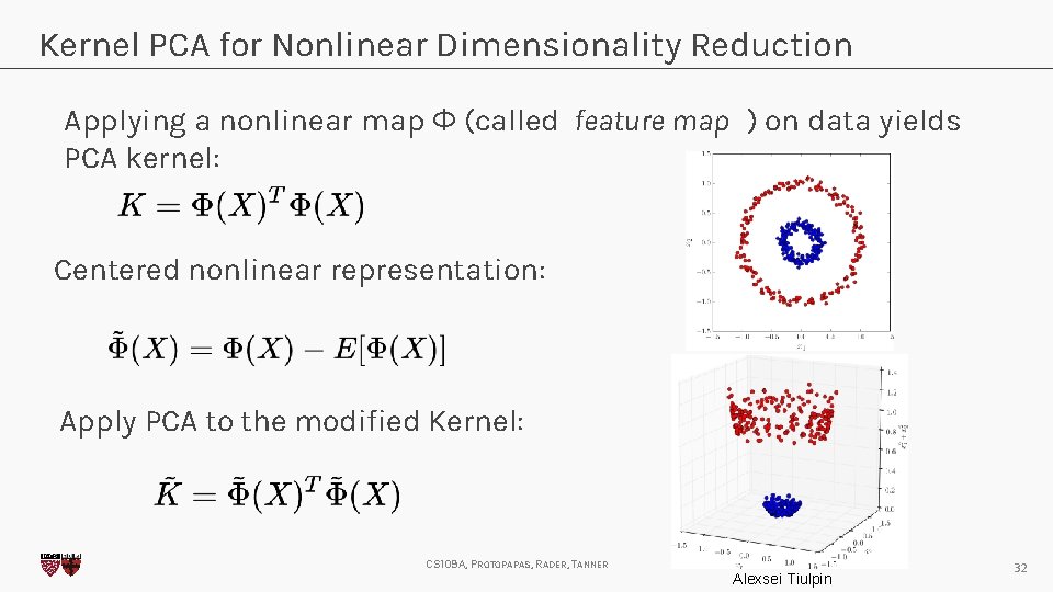 Kernel PCA for Nonlinear Dimensionality Reduction Applying a nonlinear map Φ (called feature map