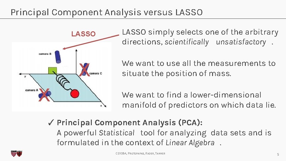 Principal Component Analysis versus LASSO X LASSO simply selects one of the arbitrary directions,