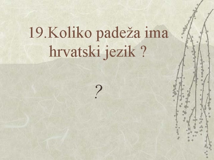 19. Koliko padeža ima hrvatski jezik ? ? 19. Koliko padeža ima hrvatski jezik ? ?