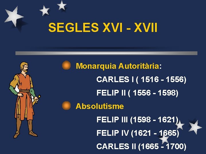 SEGLES XVI - XVII Monarquia Autoritària: CARLES I ( 1516 - 1556) FELIP II