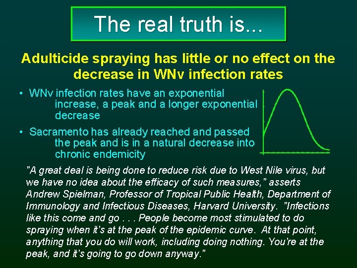 The real truth is. . . Adulticide spraying has little or no effect on