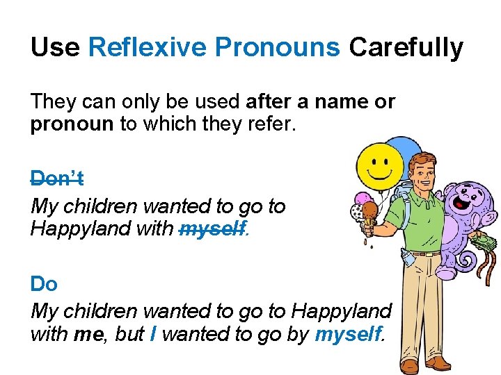 Use Reflexive Pronouns Carefully They can only be used after a name or pronoun