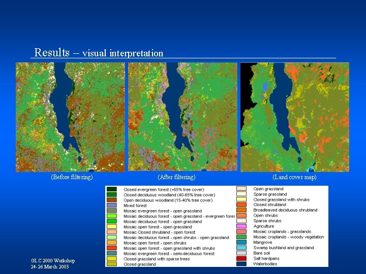 Results – visual interpretation (Before filtering) GLC 2000 Workshop 24 -26 March 2003 (After