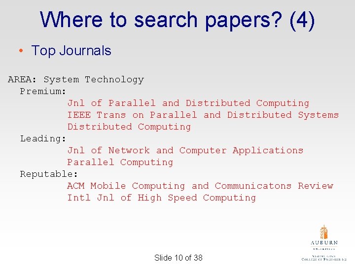 Where to search papers? (4) • Top Journals AREA: System Technology Premium: Jnl of